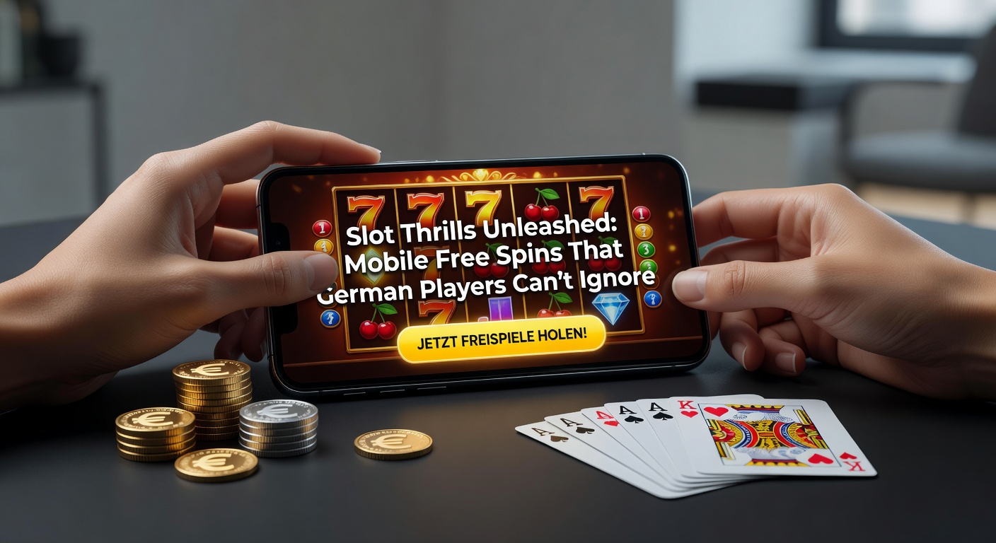 Smartphone mit farbenfrohem Slot-Spiel und drehenden Free Spins, optimiert für mobile Nutzer in Deutschland